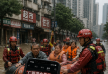 China Battles AI Misinformation During Flood Crisis Emergency responders during floods in China as authorities combat AI-generated misinformation.