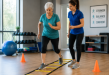 Reaction-Time Training Can Help Older Adults Stay Steady Older adults performing reaction and balance exercises during supervised exercise training.