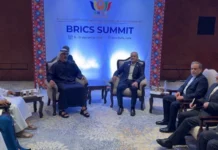 Behind the Iran-UAE Consensus at BRICS: 100-Hour Talks and Big Power Nudges Diplomatic delegations of Iran and UAE conferring during the BRICS New Delhi Summit